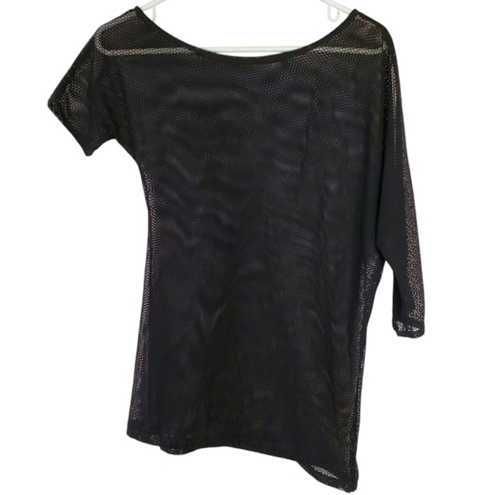2178 * Unbranded Asymmetrical Off One Shoulder Mesh Top Black Size Unknown